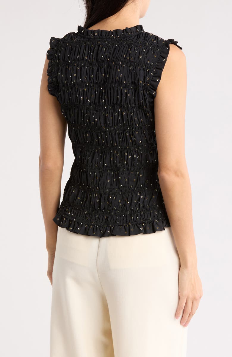 MELLODAY Sleeveless Smocked Top, Alternate, color, Black Ditsy