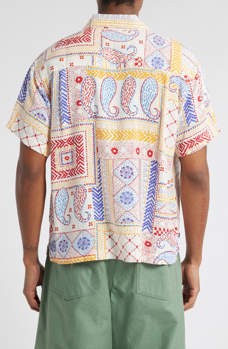 Obey Archie Short Sleeve Button-Up Shirt, Alternate, color, Cream Multi