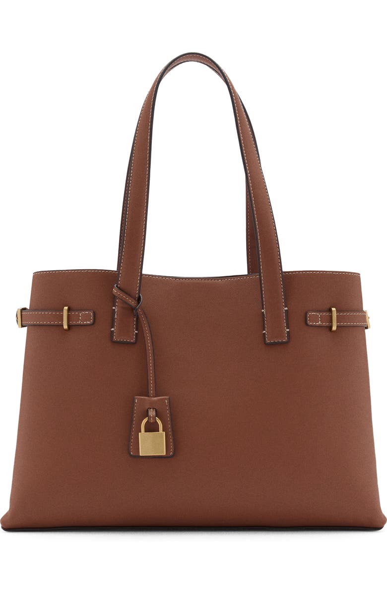 MANGO Padlock Detail Faux Leather Shopper Bag, Main, color,