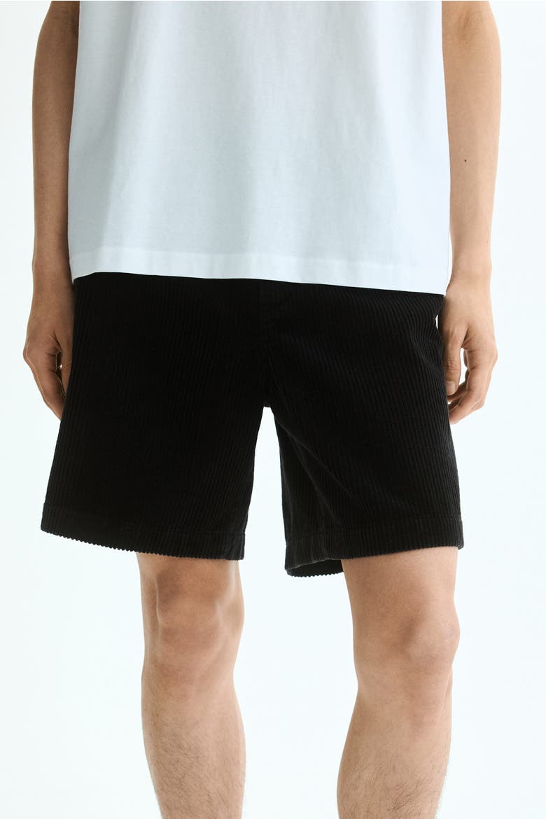 Loose-fit Corduroy Shorts, Alternate, color, Black