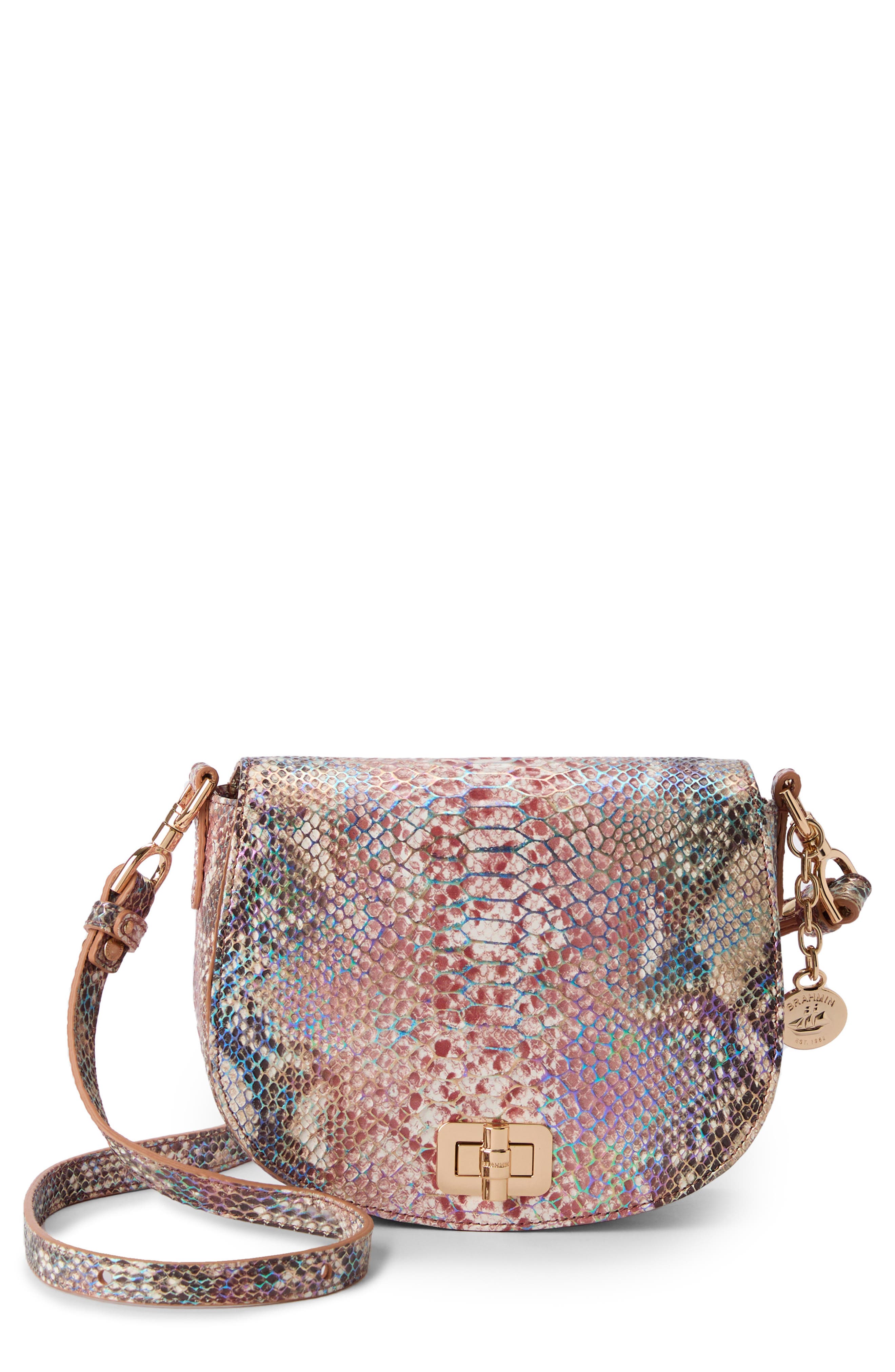 Brahmin Briar Snakeskin Embossed Crossbody Bag in Pink Multi 