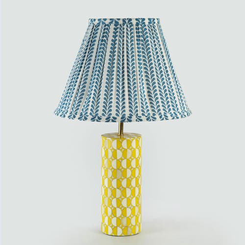 Mela Artisans Flourish Handblocked Lampshade In Blue