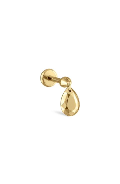 Faceted Pear Single Threaded Stud Earring