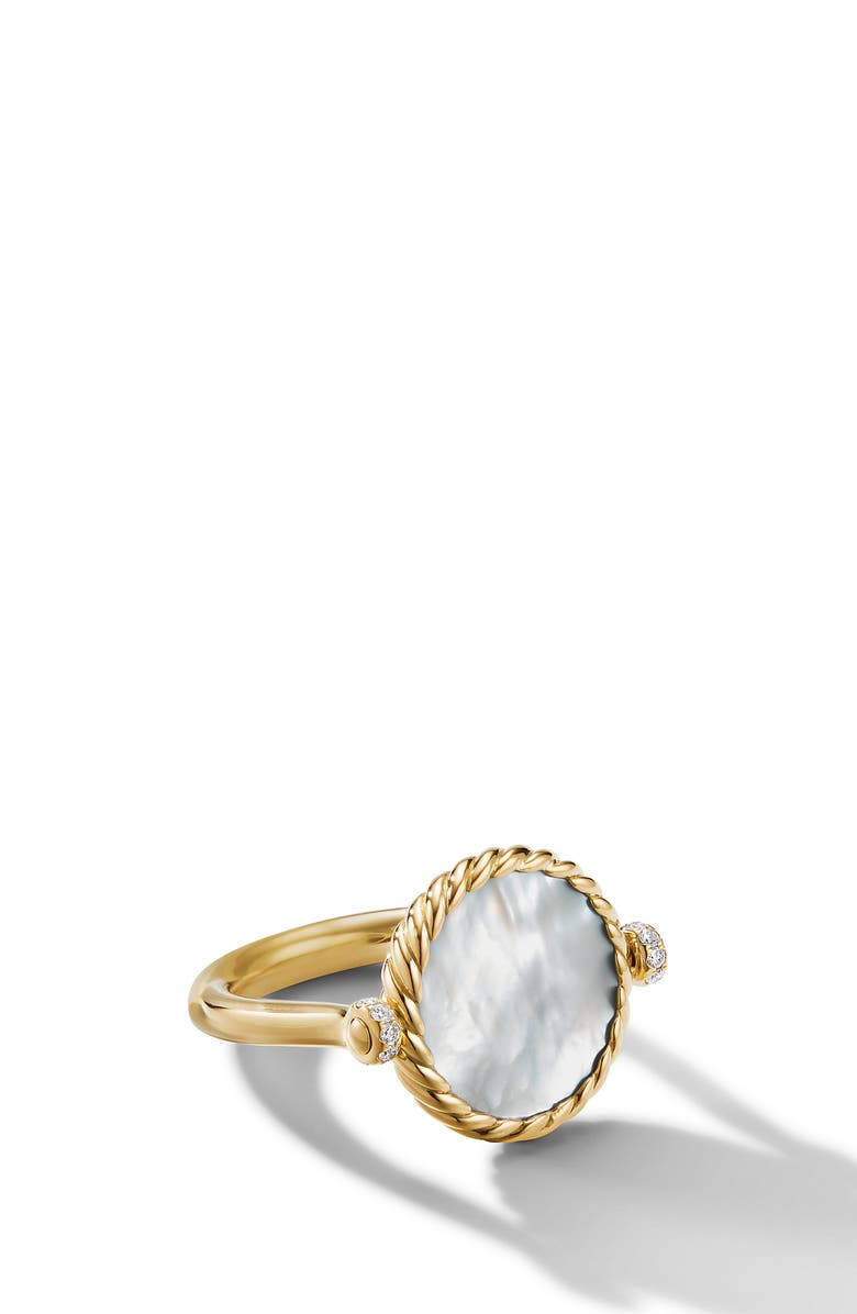 David Yurman Elements Swivel 18K Gold & Pavé Diamond Ring, Alternate, color, 