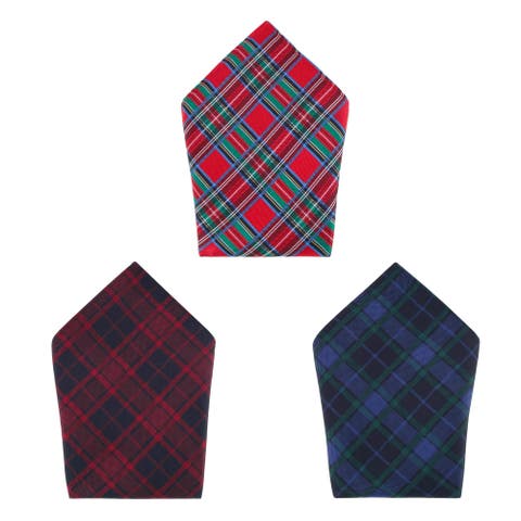 Plaid 13-inch Silk Pocket Square Trio 3 Pack