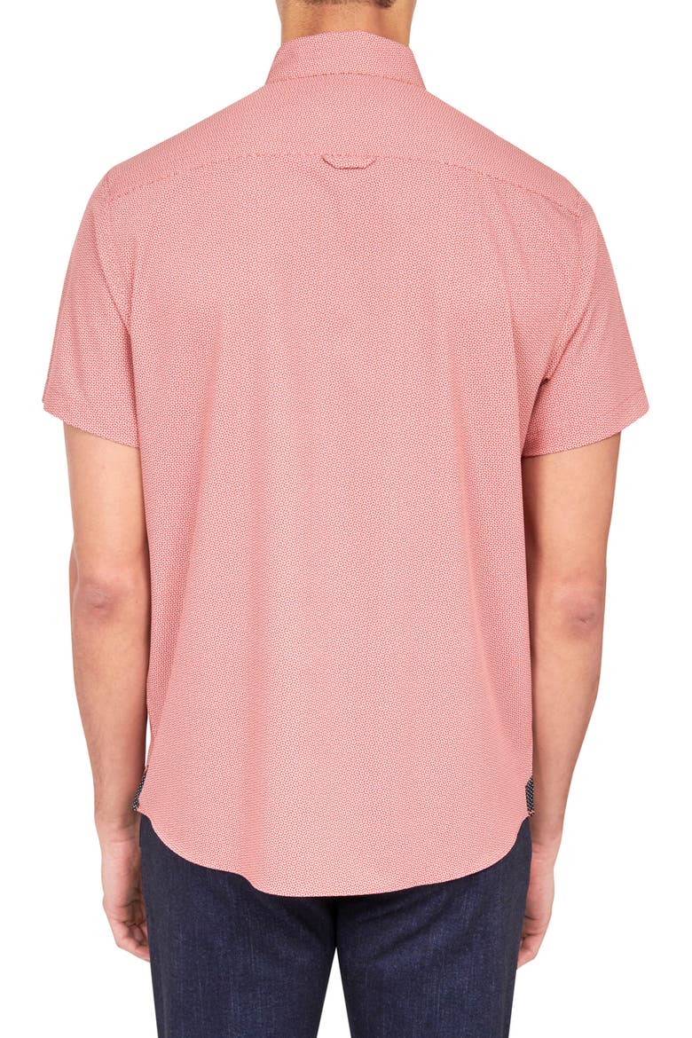 Wavy Geo Performance Button-Down Shirt, Alternate, color, ORANGE