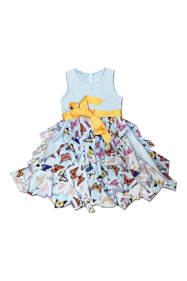 Kids' Butterfly Tiered Dress, Main, color, BLUE