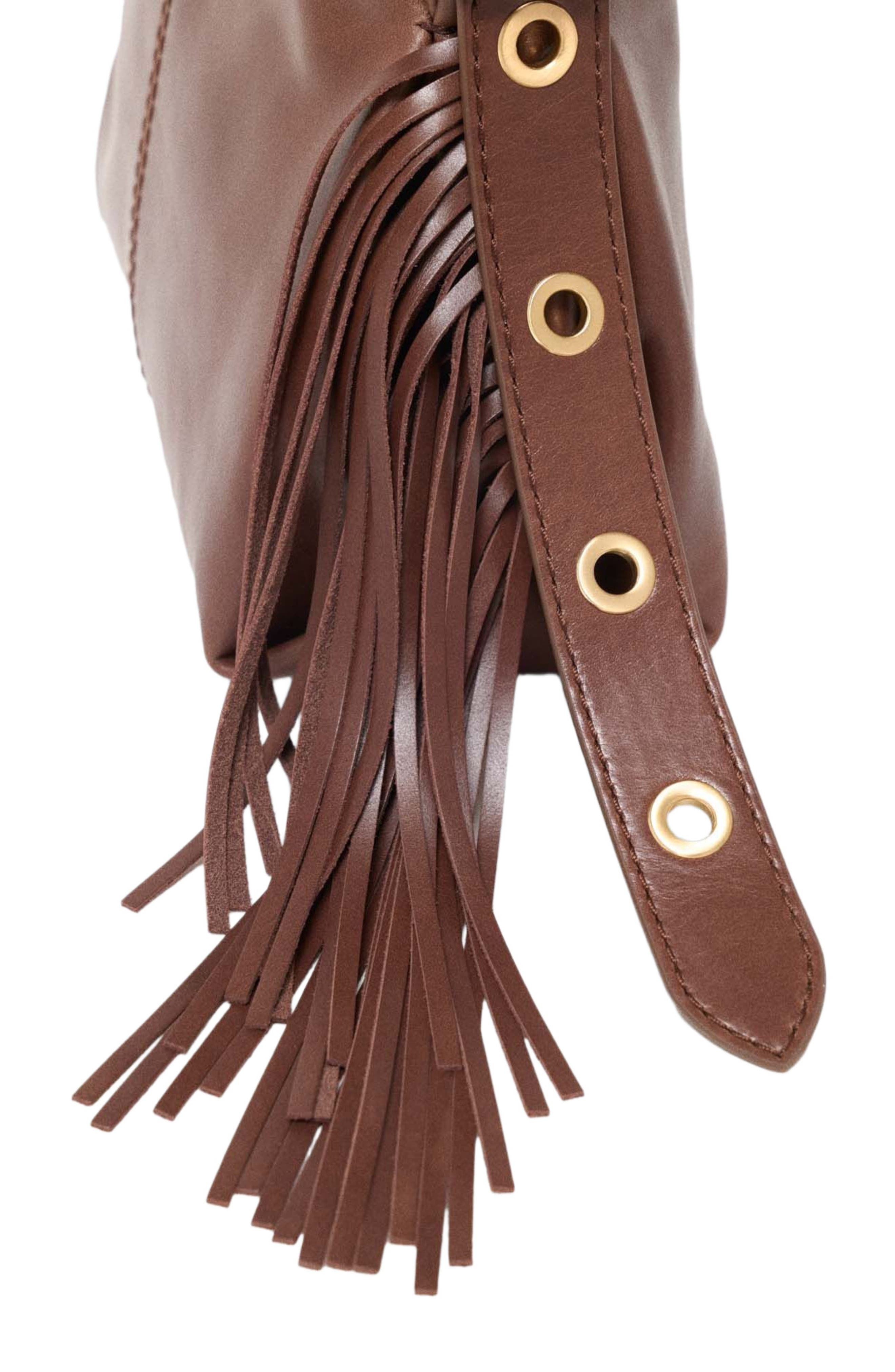 maje Miss M mini bag in vintage leather, Alternate, color, Brown