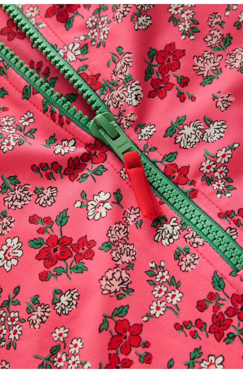 Mini Boden Kids' Long Sleeve One-Piece Swimsuit, Alternate, color, Salmon Pink Meadow Floral