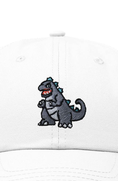 Dalix Giant Lizard Embroidered Dad Hat In White