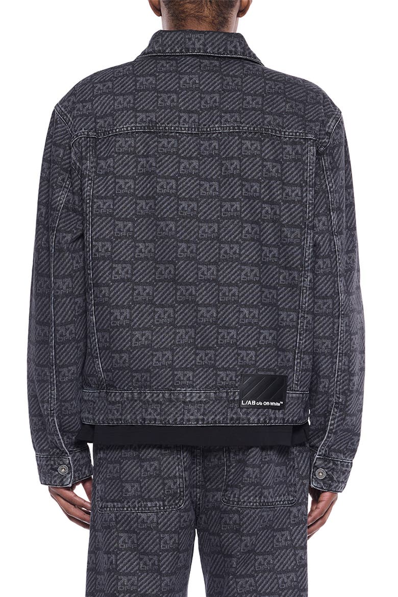 Logo Print Denim Jacket, Alternate, color, BLACK