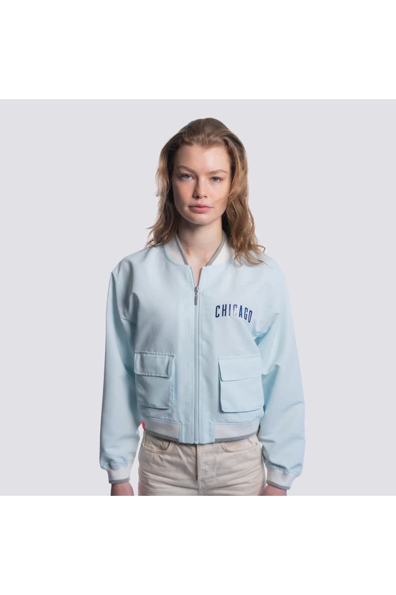 Women's Lusso  Light Blue Chicago Cubs Cropped Paisley Full-Zip Jacket, Alternate, color, Light Blue