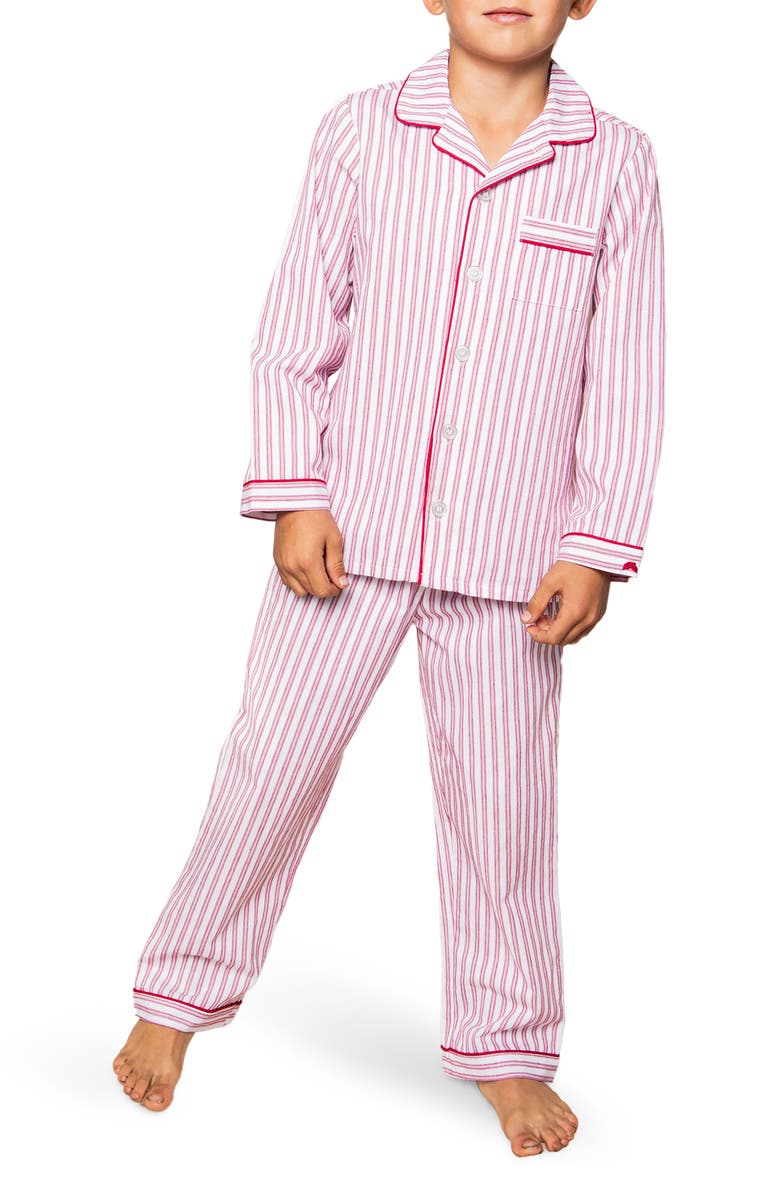 Petite Plume Kids' Red Ticking Two-Piece Pajamas, Alternate, color, Red