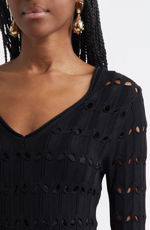 Zimmermann Rhiannon Long Sleeve Pointelle Maxi Sweater Dress In Black