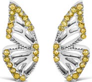 Haus of Brilliance 925 Sterling Silver 1/6ct TDW  Yellow Treated Diamond Butterfly Earrings
