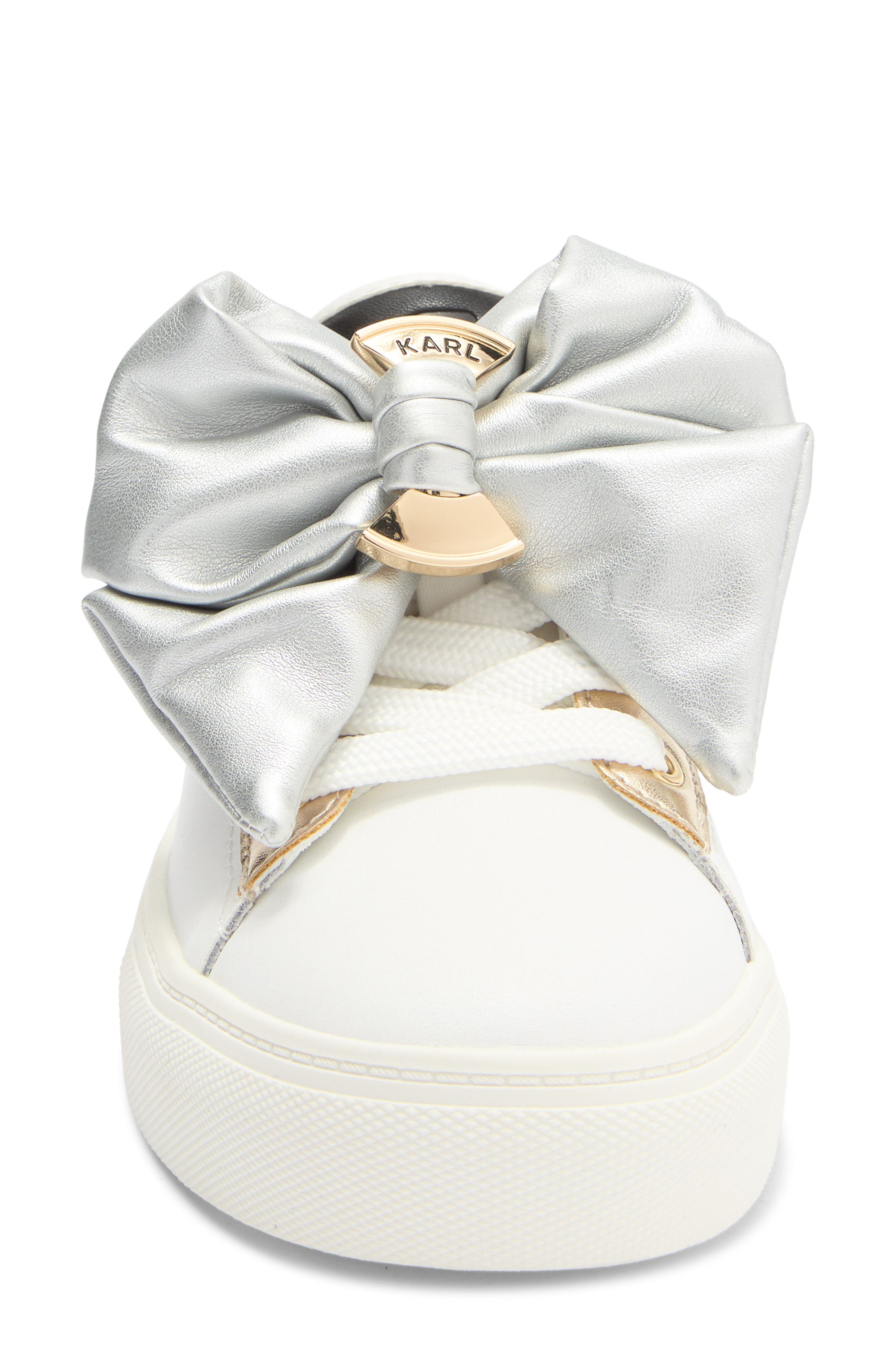 KARL LAGERFELD PARIS Claudette Lace-Up Sneaker, Alternate, color, Bright White/ Silver