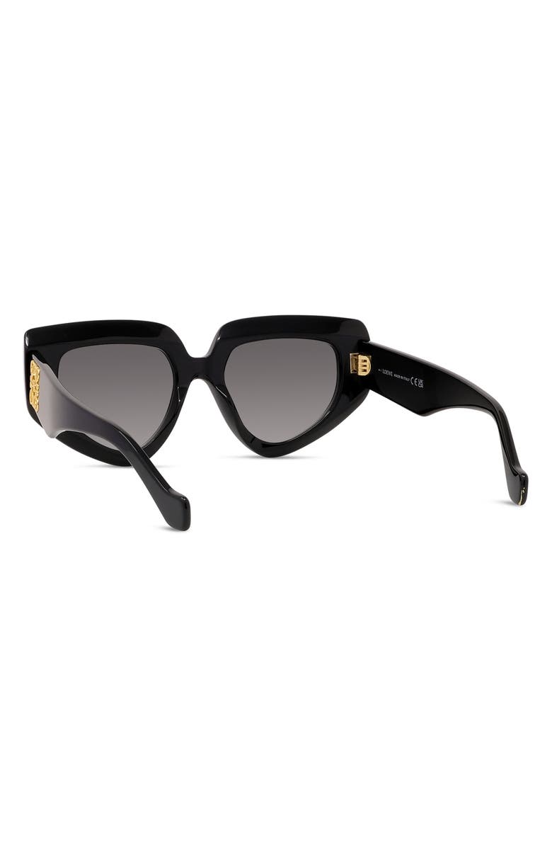 Loewe Anagram 51mm Geometric Sunglasses, Alternate, color, Shiny Black / Gradient Smoke