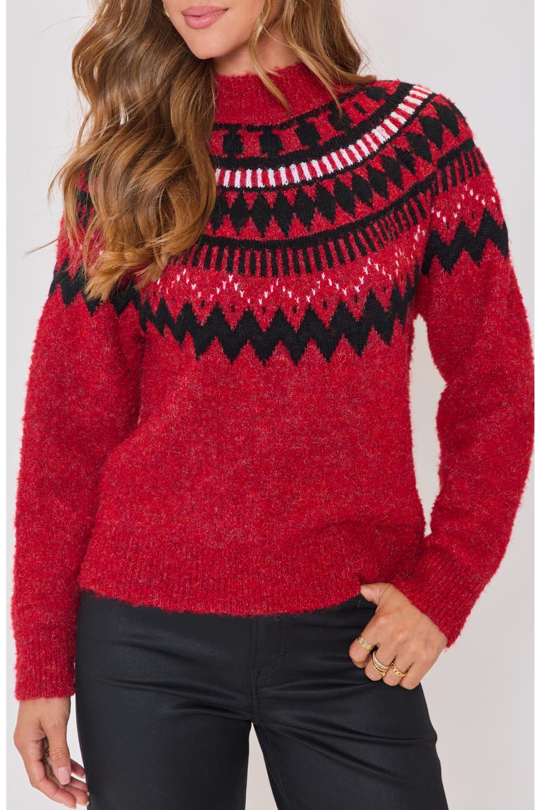 Aprés Ski Fair Isle Mock Neck Sweater, Main, color, RED