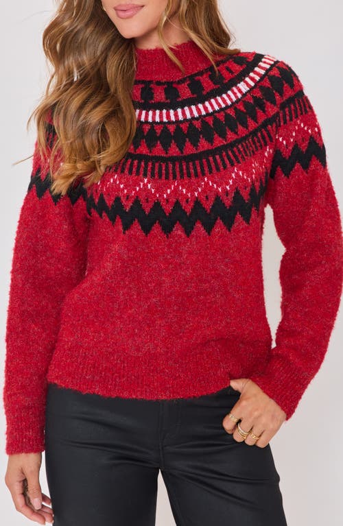 Vici Collection Aprés Ski Fair Isle Mock Neck Sweater In Red