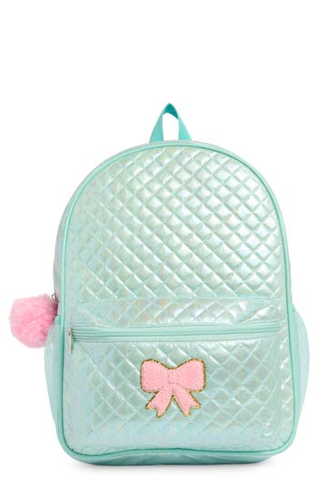 Piper & Jax Kids' Pink Bow Quilted Iridescent Backpack