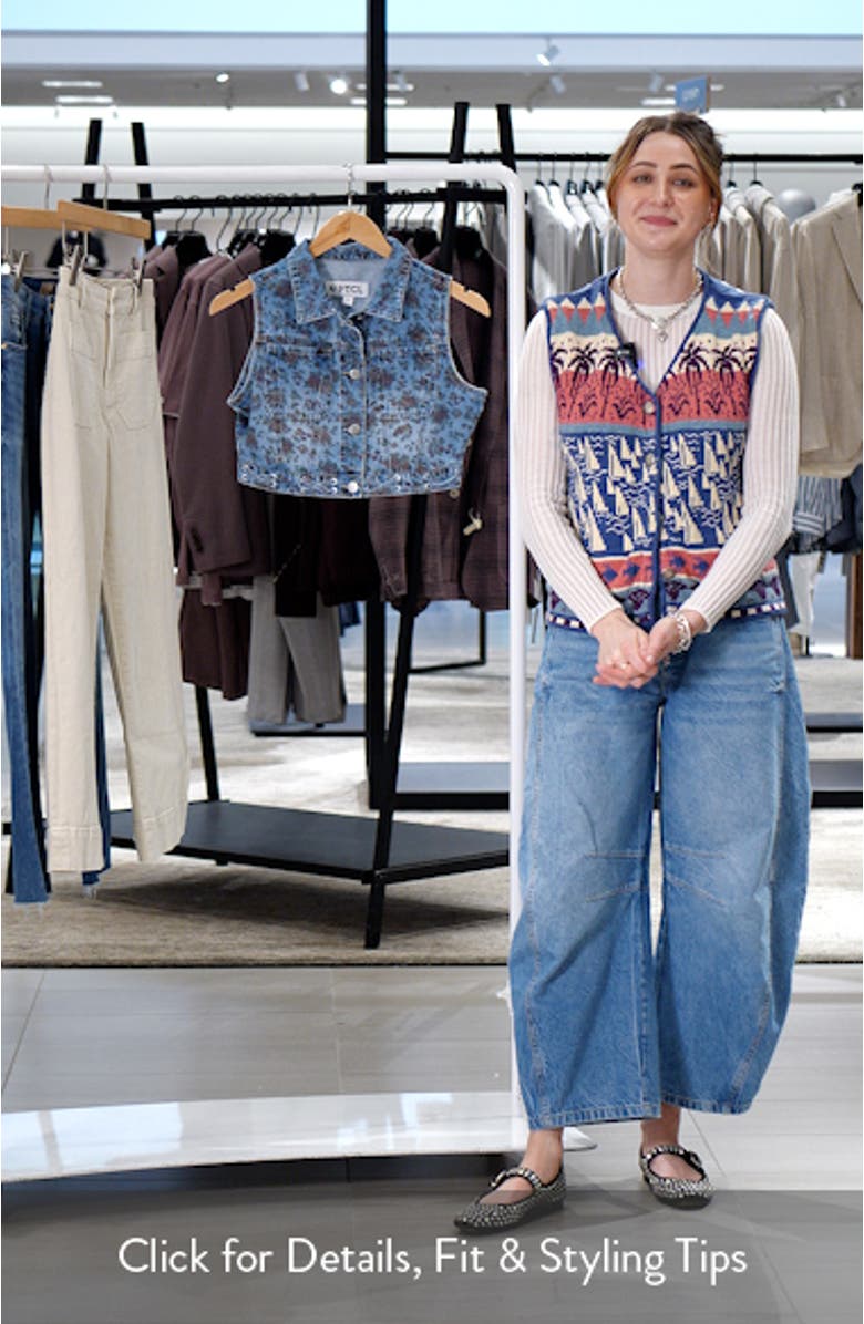 Fae Floral Print Crop Denim Vest, sales video thumbnail