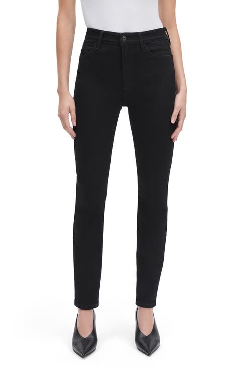 The Sara Superhigh Waist Ankle Skinny Jeans (Onyx)