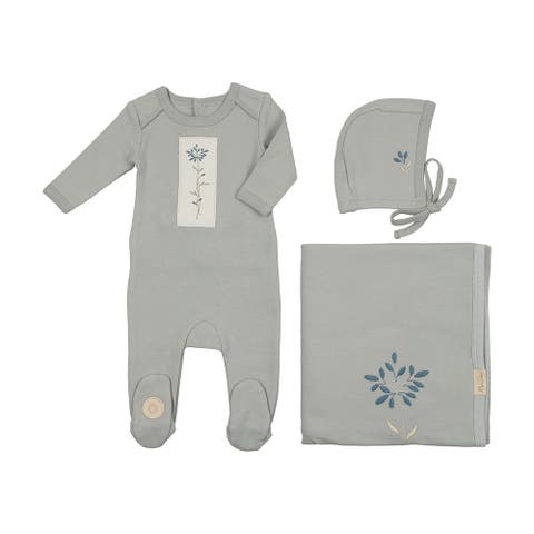 Mon Tresor Double Button Boys Layette Set - Ivory & Navy Mon Tresor Double Button Boys Layette Set - Ivory & Navy