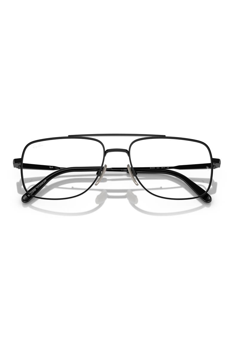 58mm Square Optical Glasses, Alternate, color, BLACK