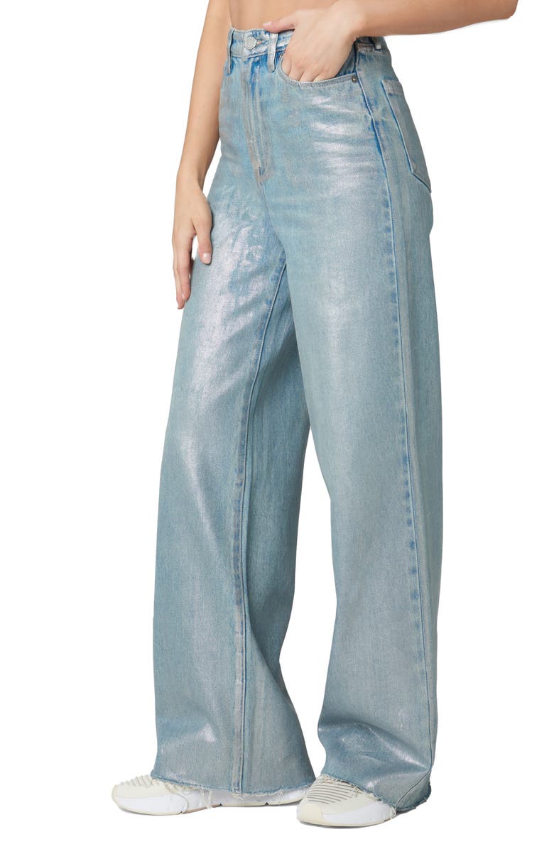 BLANKNYC High Waist Metallic Coated Wide Leg Jeans, Alternate, color, 