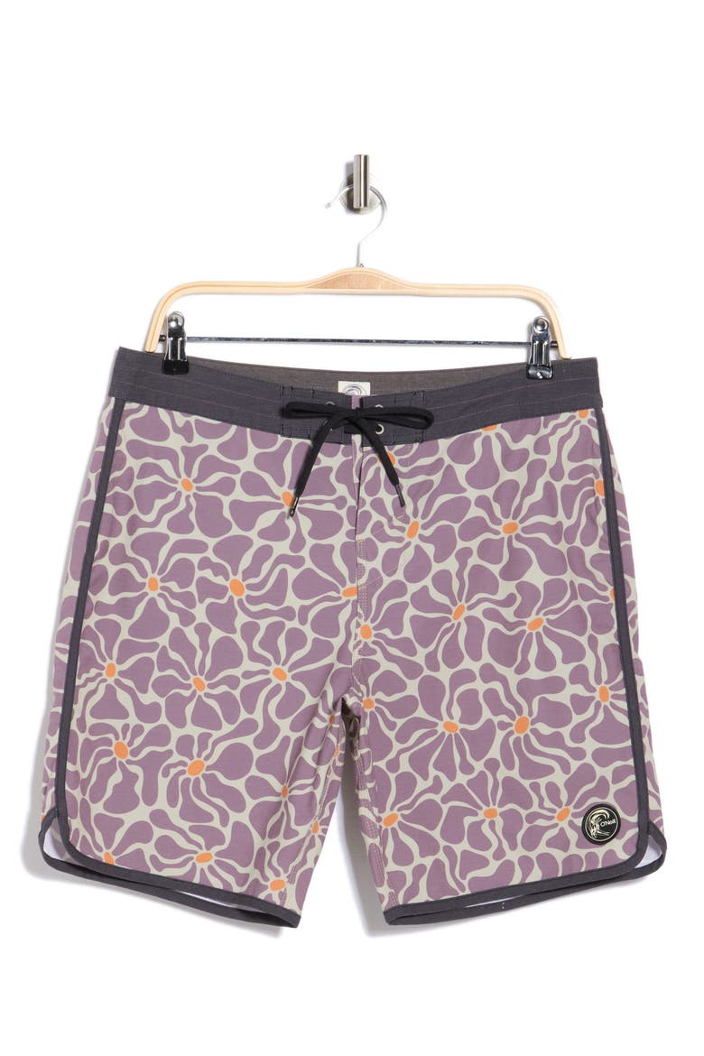OG Print Scallop Swim Trunks, Alternate, color, GRAPE SHAKE