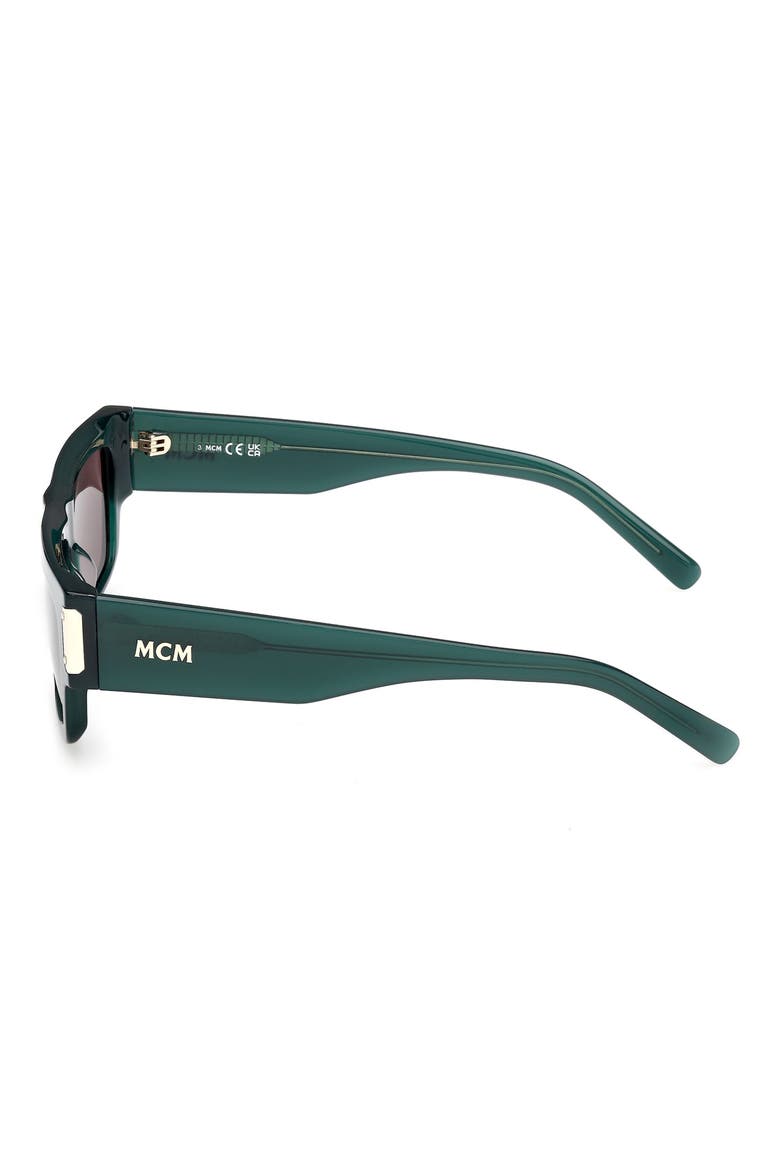 54mm Polarized Rectangular Sunglasses, Alternate, color, SHINY DARK GREEN / BROWN