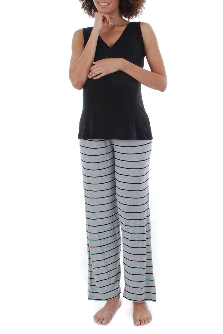 Analise During & After 5-Piece Maternity/Nursing Sleep Set, Main, color, HEATHER GREY