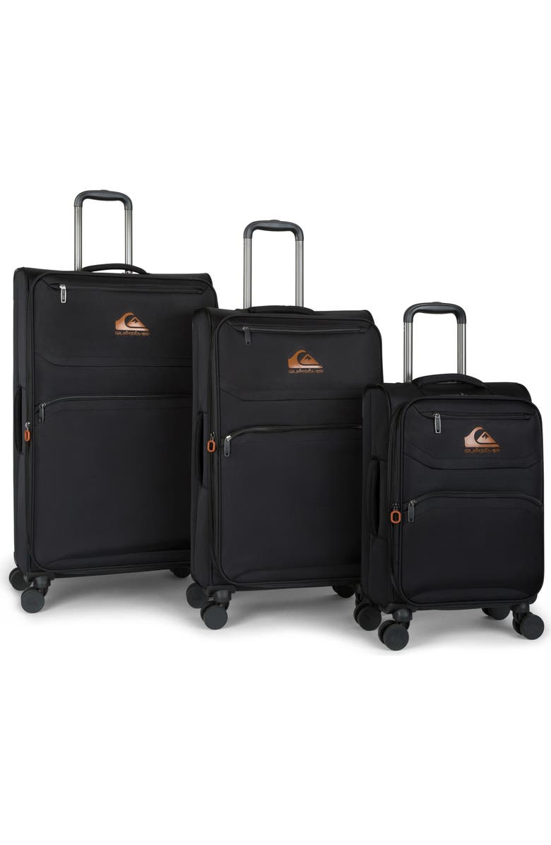 Quiksilver Buxton Suitcases Nylon Softside Expandable Luggage with Spinner Wheels, 3-Piece Set, Main, color, Black