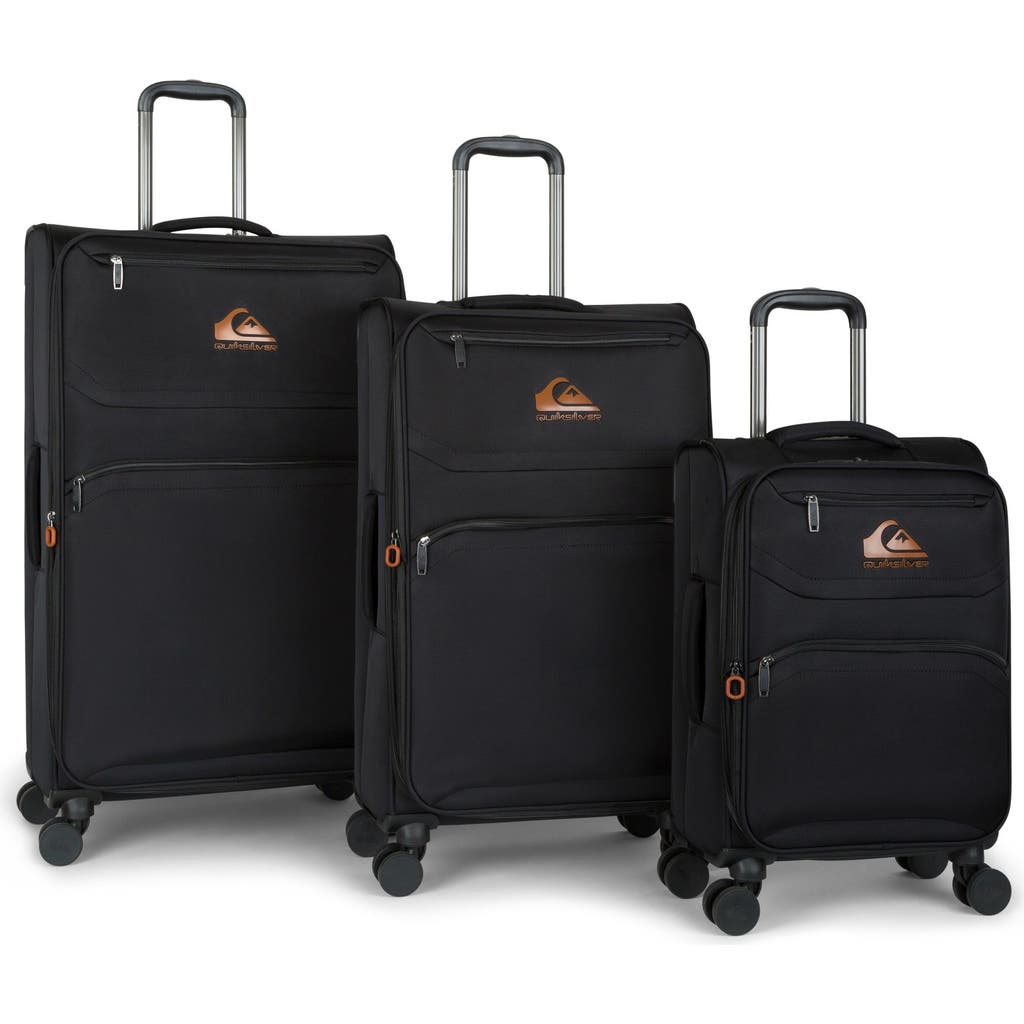 Quiksilver Buxton Suitcases Nylon Softside Expandable Luggage With Spinner Wheels, 3-piece Set In Black