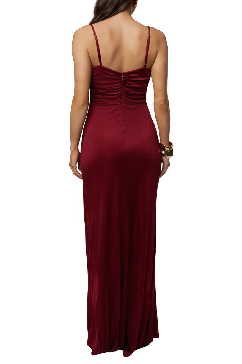 Auric Deep Plunge Maxi Dress, Alternate, color, Burgundy