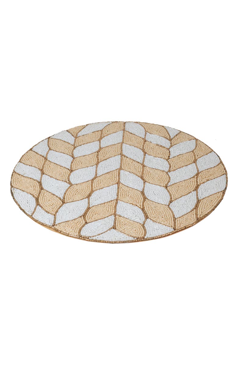 Tiramisu Beaded Placemat, Alternate, color, White/ Natural