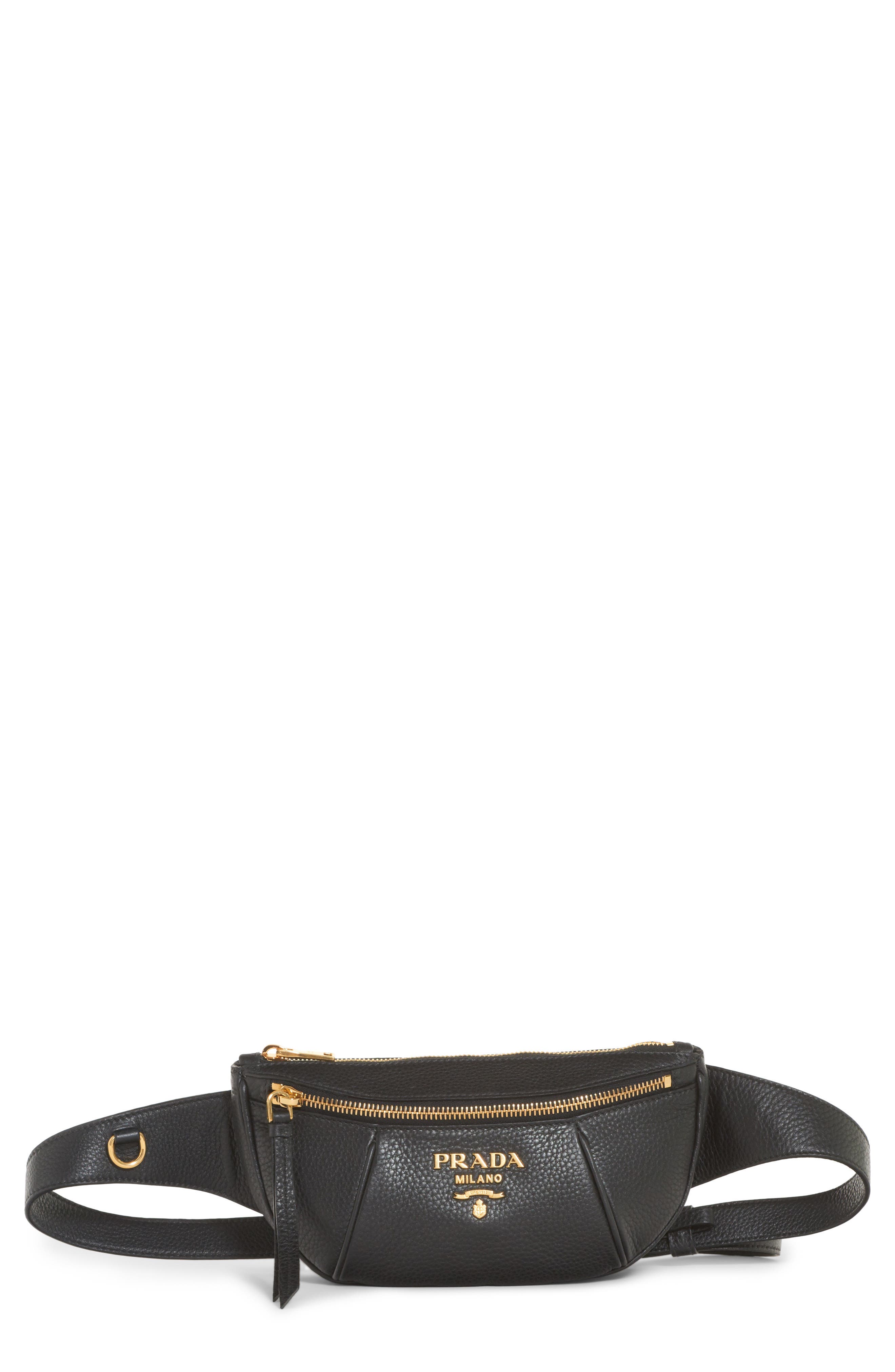 Prada Daino Leather Belt Bag, Main, color, 