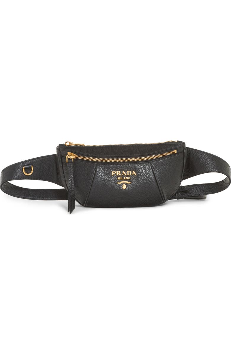 Prada Daino Leather Belt Bag, Main, color,