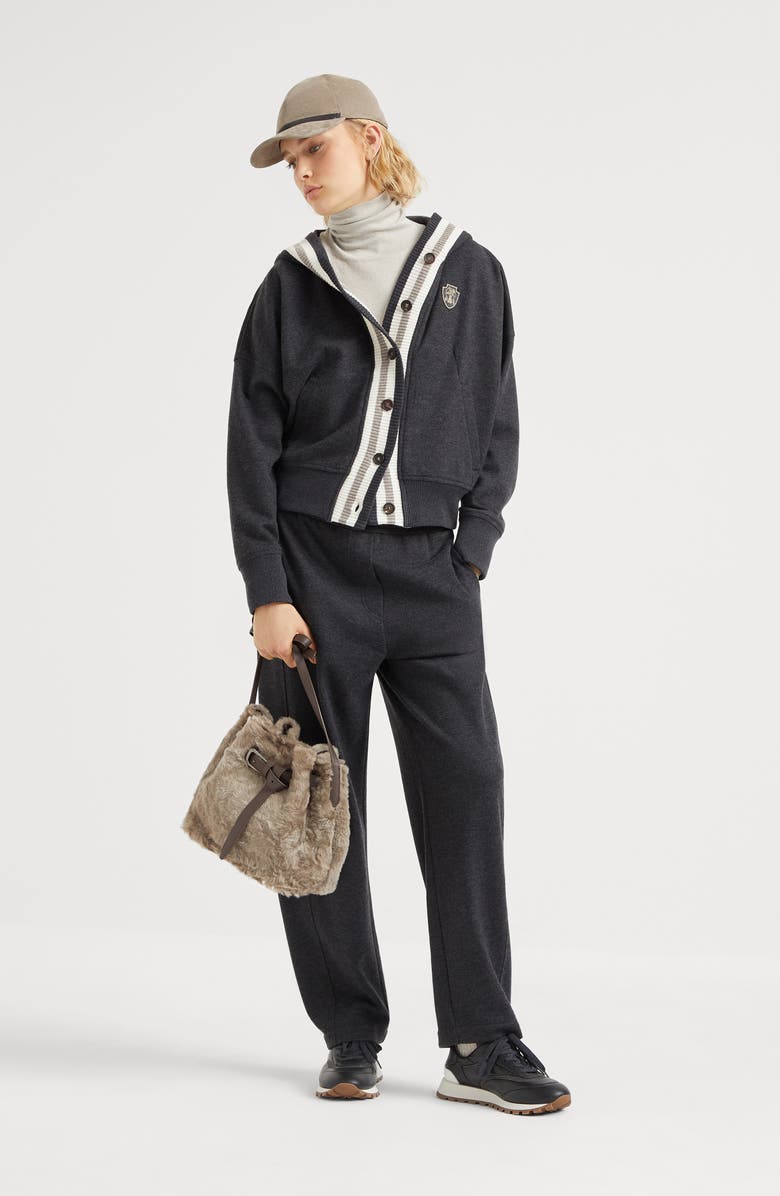 Brunello Cucinelli Cashmere interlock track trousers, Alternate, color, 