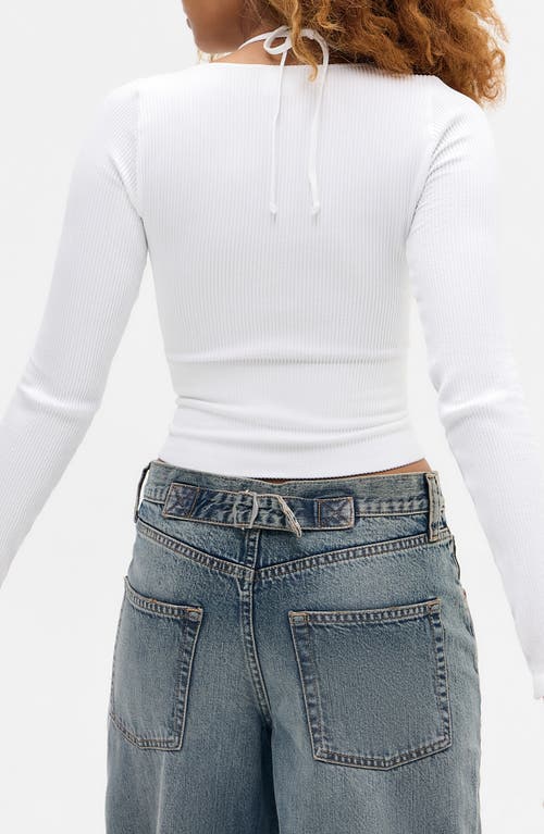 Bdg Urban Outfitters Seeing Double Layered Look Rib Knit Top In White