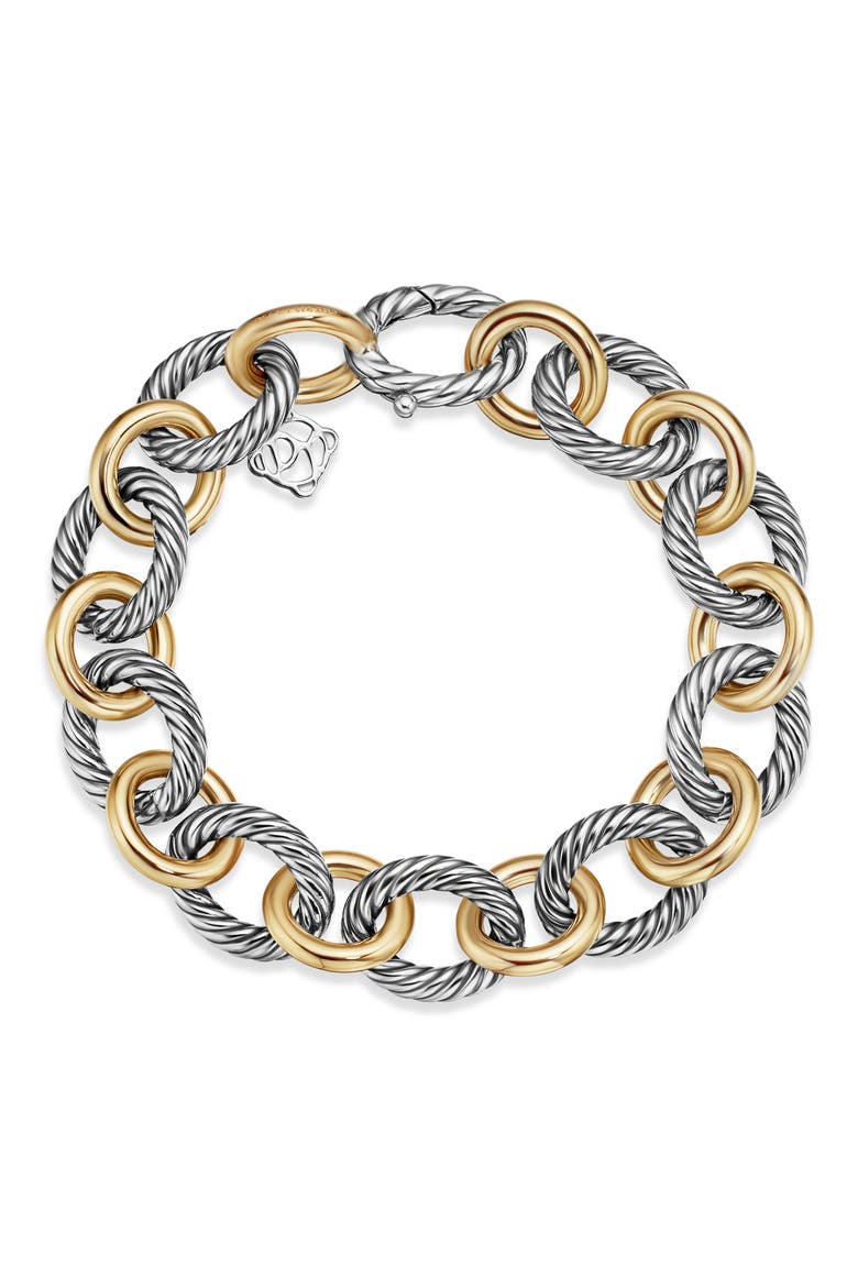 Oval Link Chain Bracelet in Sterling Silver with 18K Gold, 12mm, Alternate, color, SILVER/ GOLD