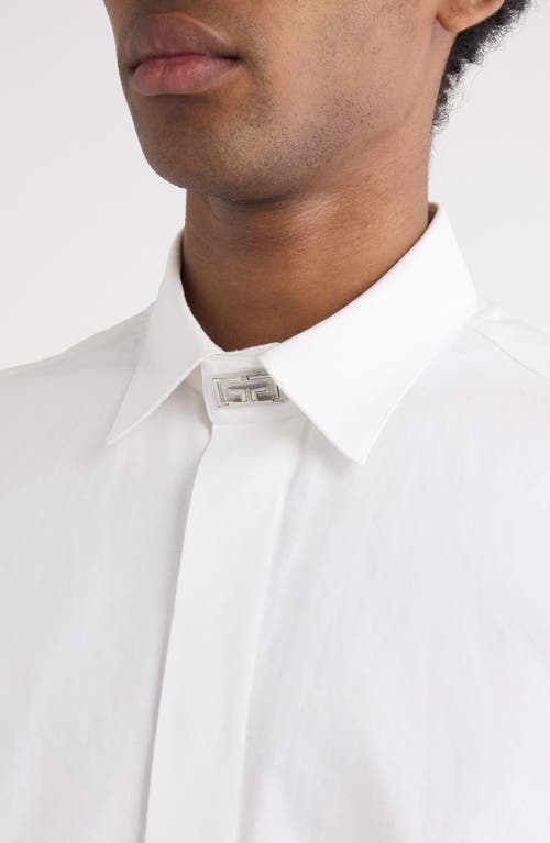 Givenchy Logo Hardware Long Sleeve Cotton Button-up In White