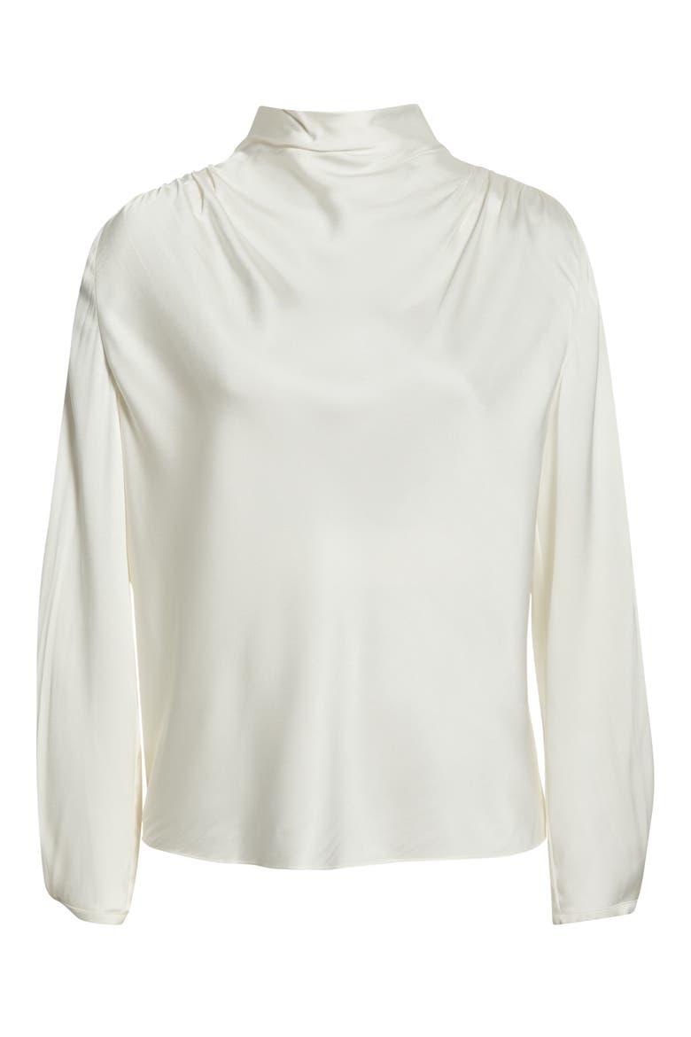 Drape Cowl Neck Long Sleeve Silk Blend Top, Main, color, OFF WHITE