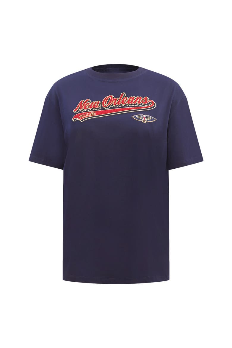 Women's Pro Standard Navy New Orleans Pelicans Script Boyfriend T-Shirt, Alternate, color, Navy