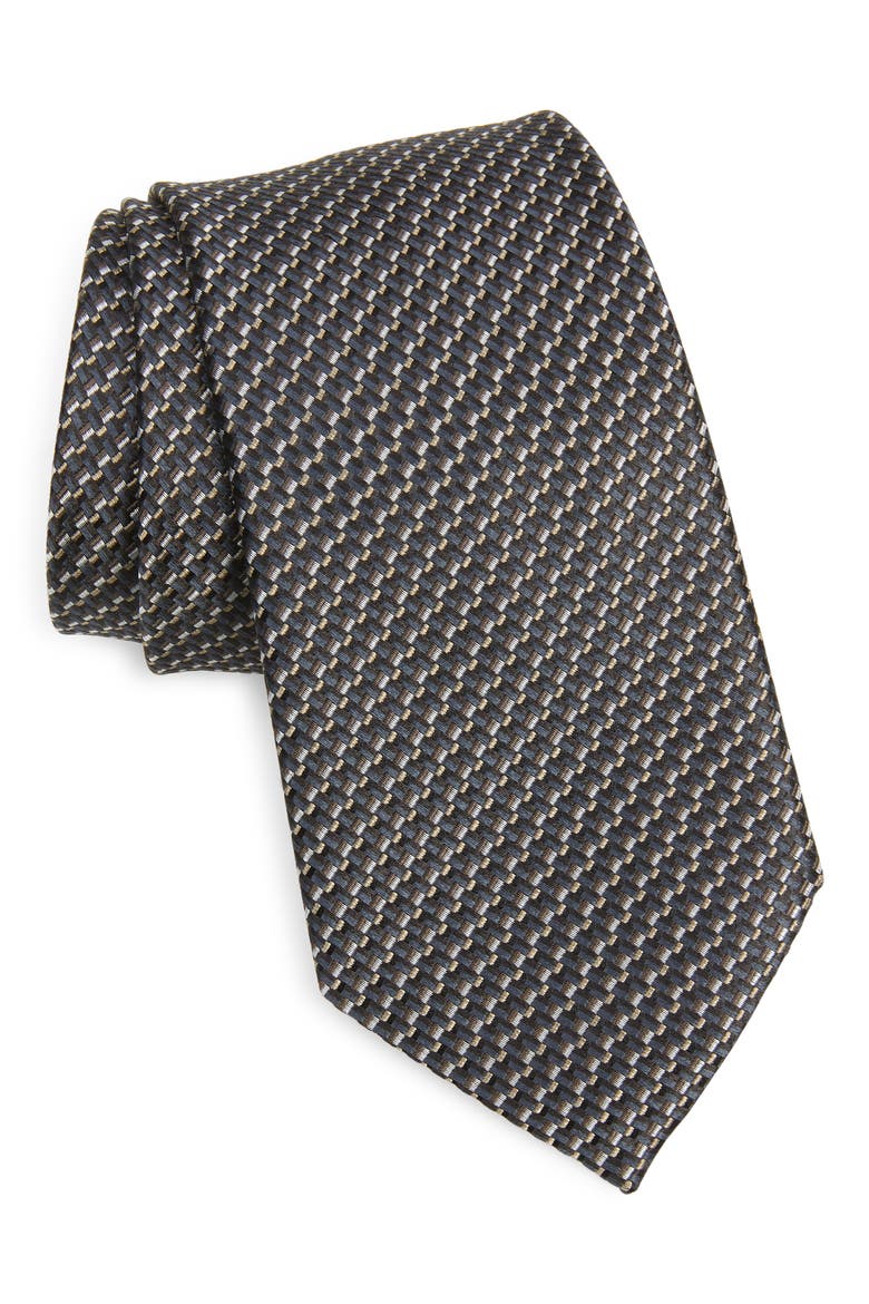 Paglie Micro Pattern Silk Tie, Main, color, MICRO GREY