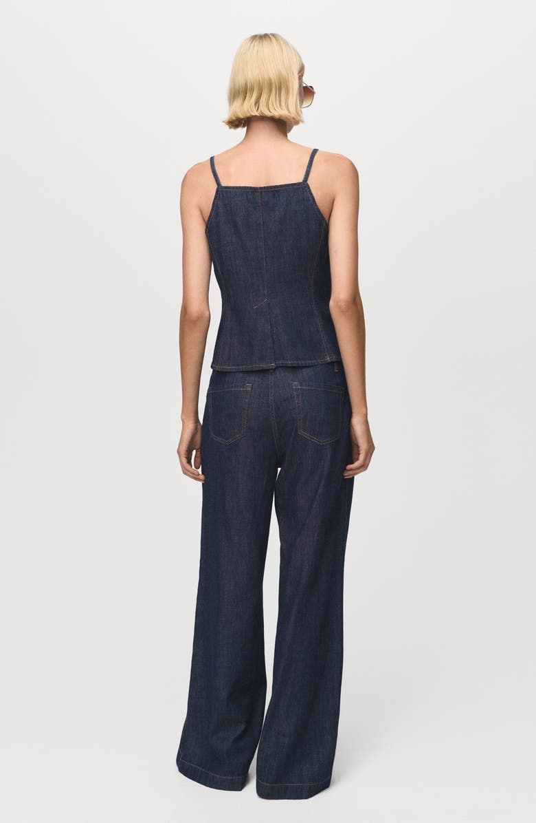 MANGO Cutaway Button-Up Denim Top, Alternate, color, Open Blue