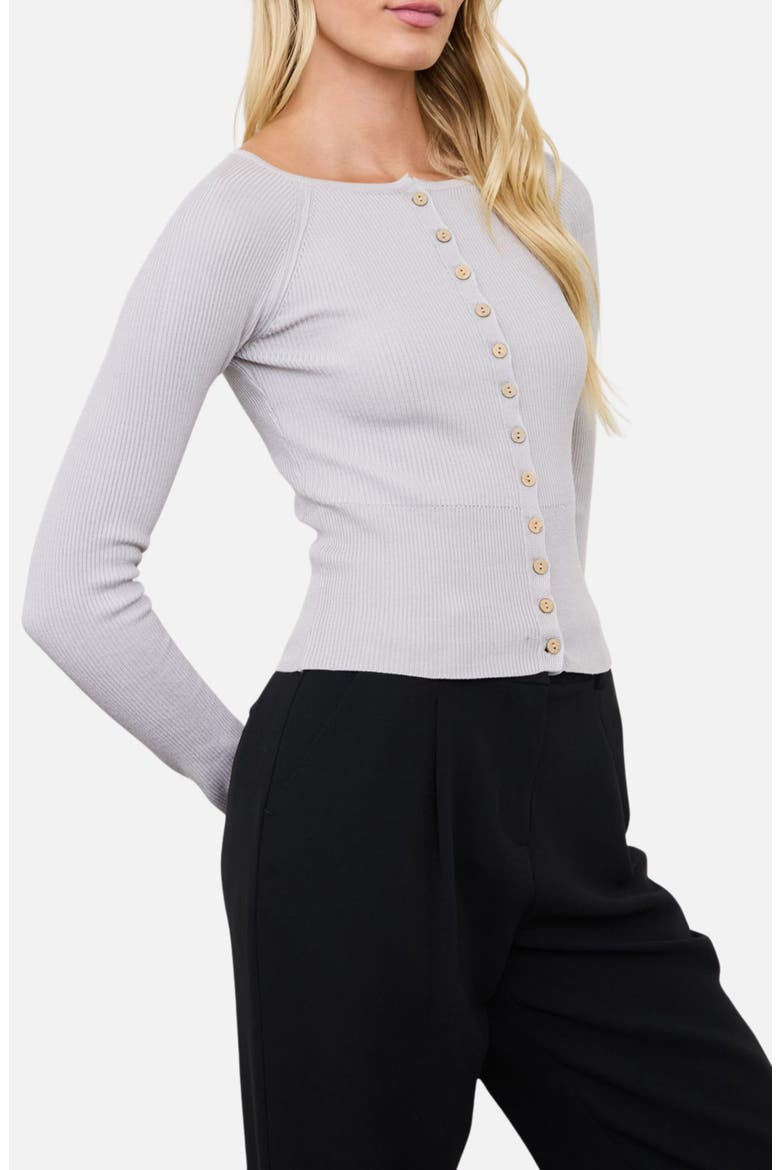 Ribbed Cardigan, Alternate, color, LIGHT GREY