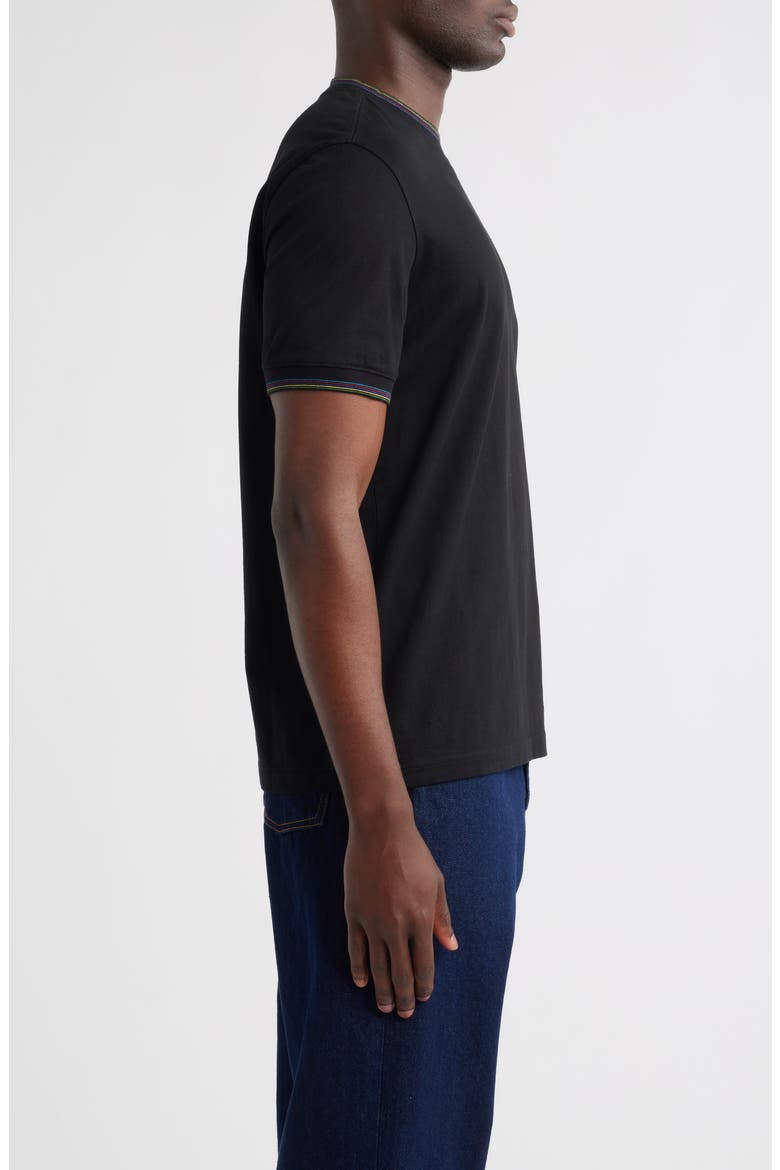 Sport Stripe Tipped Cotton T-Shirt, Alternate, color, BLACK