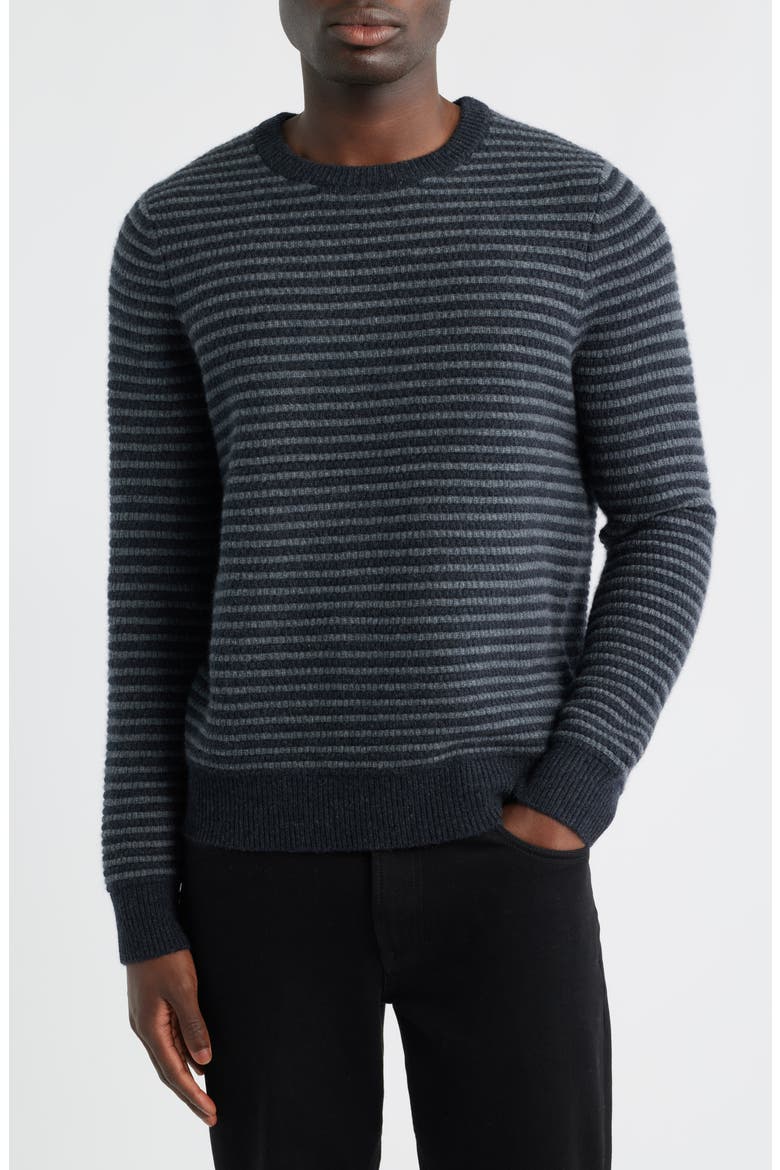 Stripe Cashmere Sweater, Main, color, GREY/ BLACK HEATHER