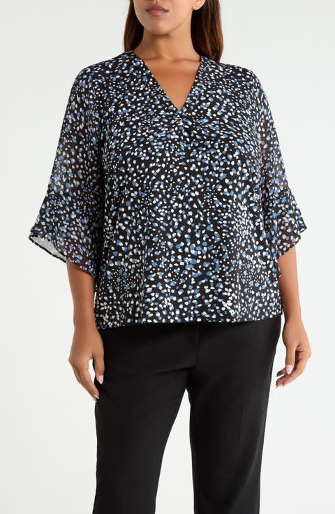 Split Neck Mixed Media Top